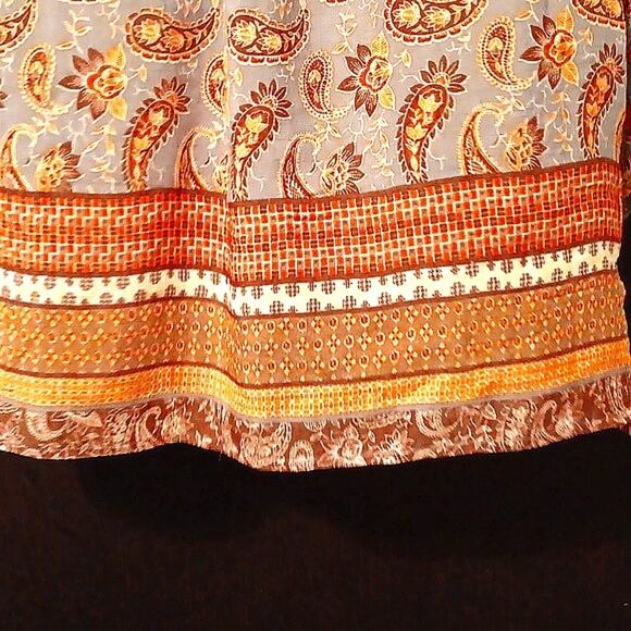 Fred David Large Paisely Floral Geometric Pattern V-Neck 3/4 Sleeve Top EUC - Picture 6 of 6